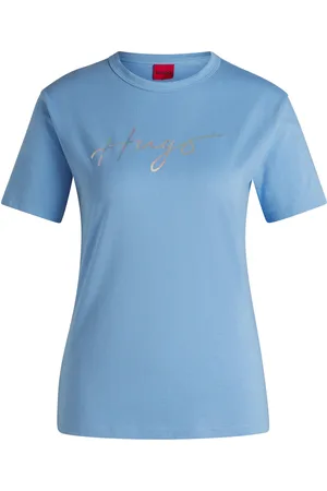 HUGO BOSS Camiseta de cuello redondo de algodón con estampado de temporada