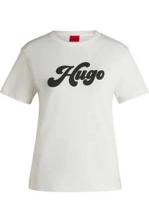 HUGO BOSS Camiseta de punto de algodón con logo retro
