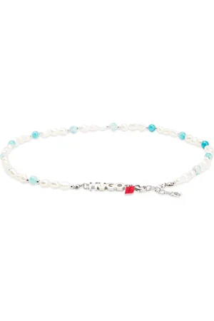HUGO BOSS Collar con logo, piedras de color y perlas naturales