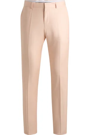 HUGO BOSS Pantalones formales de satén de mezcla de lana