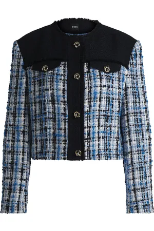 HUGO BOSS Chaqueta de tweed con paneles en contraste y botones de nudo