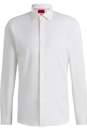 HUGO BOSS Camisa modern fit de raso de algodón elástico