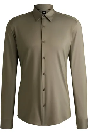 HUGO BOSS Camisa slim fit en tejido elástico técnico con estructura