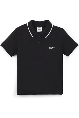 HUGO BOSS Polo de piqué de algodón con logo estampado para niños