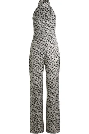 HUGO BOSS Mono atado al cuello con estampado de margaritas y aberturas en los bajos