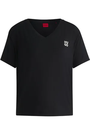 HUGO BOSS Camiseta de pijama con cuello en pico y logo apilado