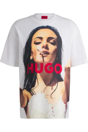 HUGO BOSS Camiseta oversize fit de algodón con estampado llamativo