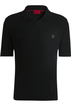 HUGO BOSS Polo de punto de algodón con cuello abierto