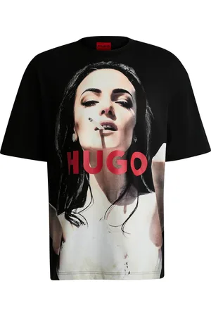 HUGO BOSS Camiseta oversize fit de algodón con estampado llamativo