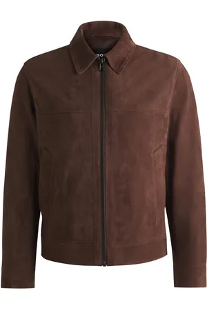 HUGO BOSS Chaqueta regular fit de ante suave con cremallera en la parte delantera