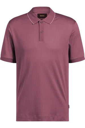 HUGO BOSS Polo de seda y algodón con estructura de rayas
