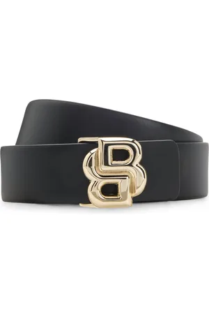 HUGO BOSS Cinturón de piel con hebilla de monograma Double B