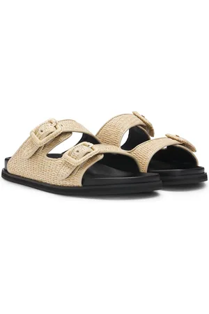 HUGO BOSS Chanclas de rafia con correas con hebilla