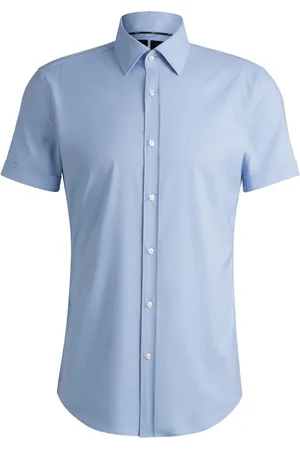 HUGO BOSS Camisa slim fit en sarga elástica técnica