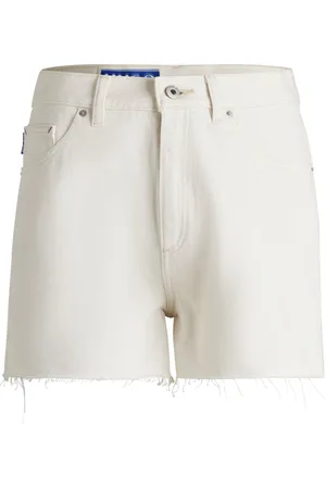 HUGO BOSS Shorts denim en tono crudo con dobladillo sin rematar