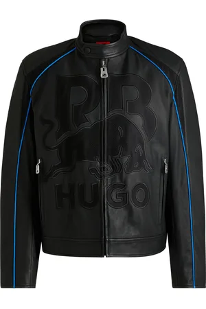 HUGO BOSS Cazadora de piel slim fit x RB con logo de malla