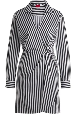 HUGO BOSS Vestido mini cruzado en algodón a rayas