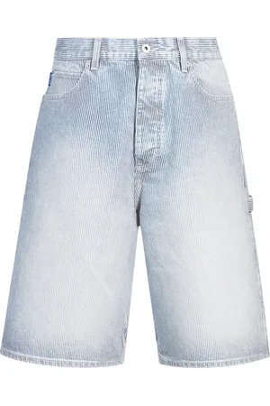 HUGO BOSS Shorts de pernera ancha en denim azul a rayas