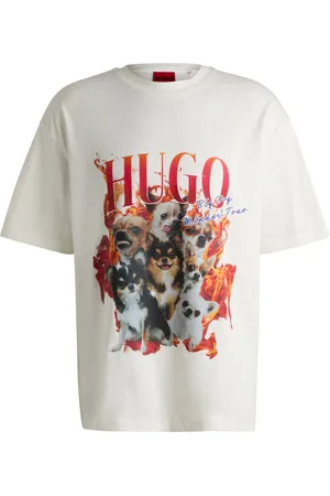 HUGO BOSS Camiseta oversize fit de algodón con gráficos de perros