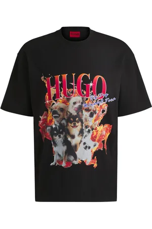 HUGO BOSS Camiseta oversize fit de algodón con gráficos de perros