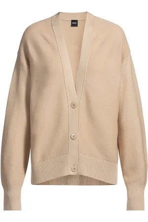 HUGO BOSS Cárdigan con cuello de pico en algodón estructurado