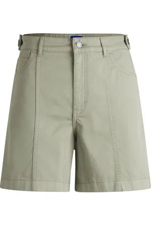 HUGO BOSS Shorts de sarga de algodón con cremalleras laterales