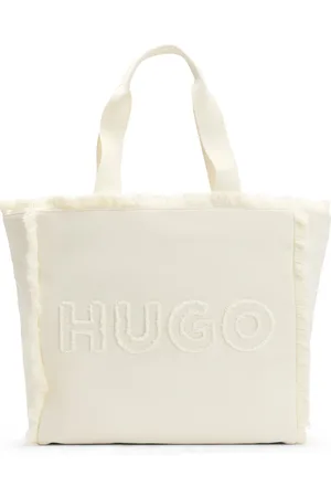 HUGO BOSS Bolso tote de lona con ribetes de flecos