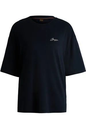 HUGO BOSS Camiseta oversize en punto de algodón con logo de diseño