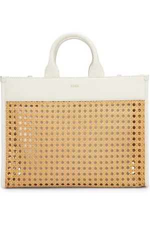 HUGO BOSS Bolso tote trenzado con logo dorado