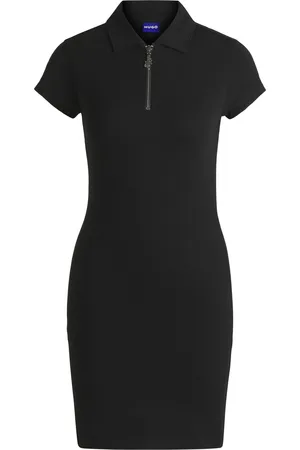 HUGO BOSS Vestido entallado de algodón elástico con tapeta de cremallera