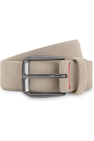 HUGO BOSS Cinturón de ante italiano con logo en la hebilla angular