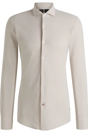 HUGO BOSS Camisa slim fit en punto de piqué de algodón