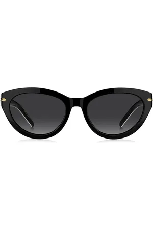 HUGO BOSS Gafas de sol de acetato con ribetes en tono dorado