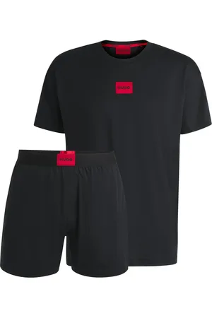 HUGO BOSS Pijama de algodón y modal con etiquetas de logo rojas