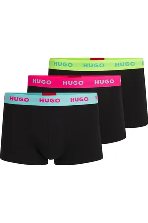HUGO BOSS Paquete de tres calzoncillos de algodón elástico con logos en la cintura