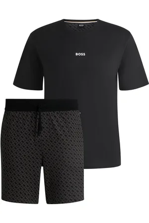 HUGO BOSS Pijama de algodón con logo y monogramas en caja de regalo