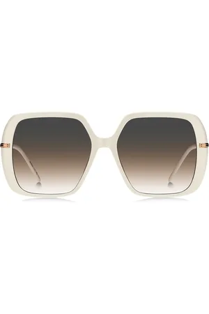 HUGO BOSS Gafas de sol de acetato crema a capas con patillas en tono oro rosado