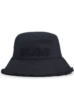 HUGO BOSS Gorro de pescador de algodón con logo y flecos