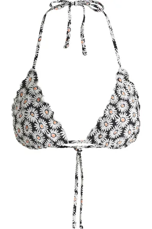 HUGO BOSS Top de bikini con escote halter y bordes fruncidos