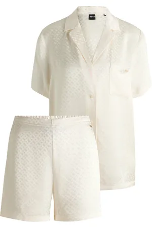 HUGO BOSS Pijama corto de raso con monogramas de jacquard