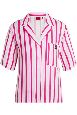 HUGO BOSS Camisa de pijama en sarga con rayas de jacquard