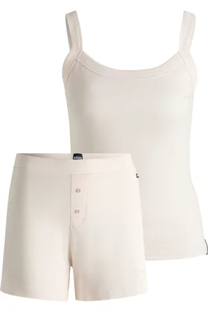 HUGO BOSS Conjunto de pijama de tejido elástico con detalles de rayas de la marca