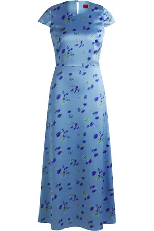 HUGO BOSS Vestido maxi de manga casquillo con estampado de flores