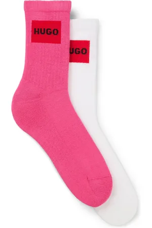 HUGO BOSS Paquete de dos pares de calcetines cortos con logos rojos