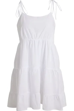 HUGO BOSS Vestido escalonado de algodón con tirantes de lazo