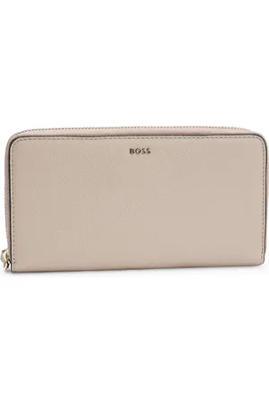 HUGO BOSS Cartera en piel de textura granulada, con cremallera envolvente y letras de logo