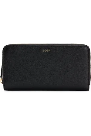 HUGO BOSS Cartera en piel de textura granulada, con cremallera envolvente y letras de logo