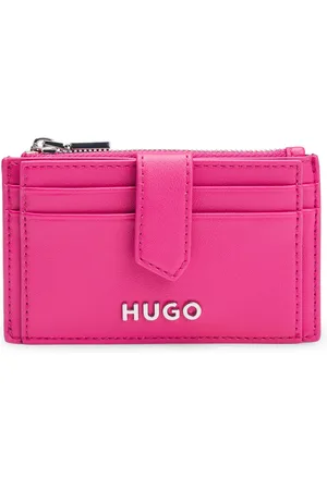 HUGO BOSS Tarjetero de piel sintética con letras de logo