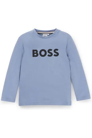 HUGO BOSS Camiseta de manga larga para niños en algodón con logo estampado
