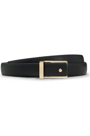 HUGO BOSS Cinturón de piel con hebilla en tono dorado